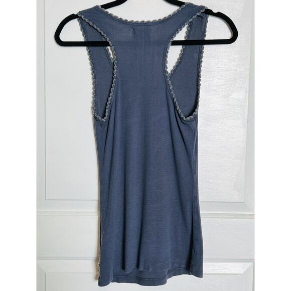 Converse One Star Joh Varvatos Racerback Tank Top Blue Lace Trim Ribbed Casual S - Picture 2 of 6
